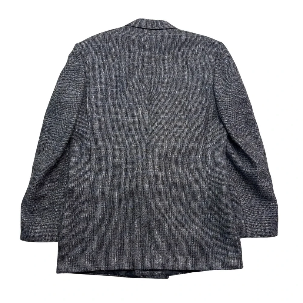 vtg Pierre Cardin 40R Double Breasted Tweed Blazer Jacket Blue Gray Fleck USA